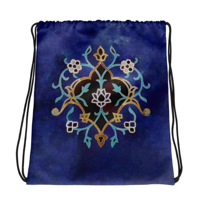 Star Mosaique Drawstring Bag In Persian Blue